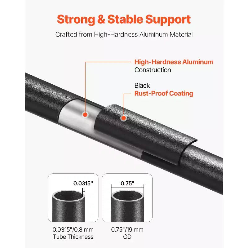 VEVOR Staircase Balusters 101 Pack, 32 In Aluminum Stair Balusters, 3/4 In Rainwater-Proof Round Metal Spindle Railing, Black