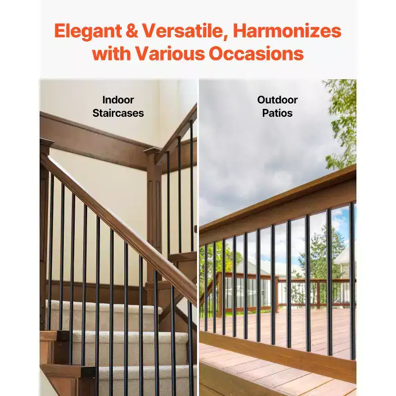 VEVOR Staircase Balusters 101 Pack, 32 In Aluminum Stair Balusters, 3/4 In Rainwater-Proof Round Metal Spindle Railing, Black