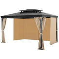 VEVOR Gazebo Curtains Outdoor, Fit Most 12'x10'x6.7' Gazebos, 4-Panel Sidewall Gazebo Privacy Curtains with Zippers, Outdoor Curtain Replacement,Khaki