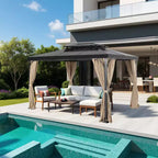 VEVOR Gazebo Curtains Outdoor, Fit Most 12'x10'x6.7' Gazebos, 4-Panel Sidewall Gazebo Privacy Curtains with Zippers, Outdoor Curtain Replacement,Khaki