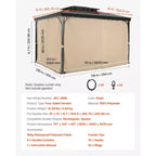 VEVOR Gazebo Curtains Outdoor, Fit Most 12'x10'x6.7' Gazebos, 4-Panel Sidewall Gazebo Privacy Curtains with Zippers, Outdoor Curtain Replacement,Khaki