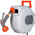 VEVOR Retractable Garden Hose Reel, 1/2 in x 50 ft, Wall Mounted Hose Reel with 9-Function Sprayer Nozzle and 180 Swivel Bracket,Grey