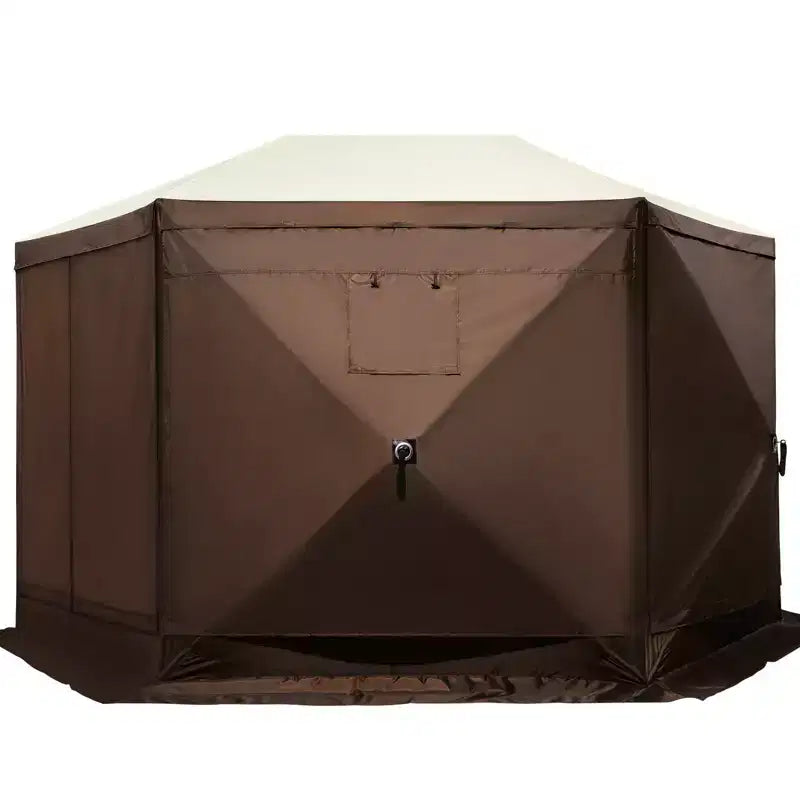 Gazebo Screen Tent, 12 X 12 Ft, 6 Sided Pop-up Camping Canopy Shelter Tent with Mesh Windows, Portable Carry Bag