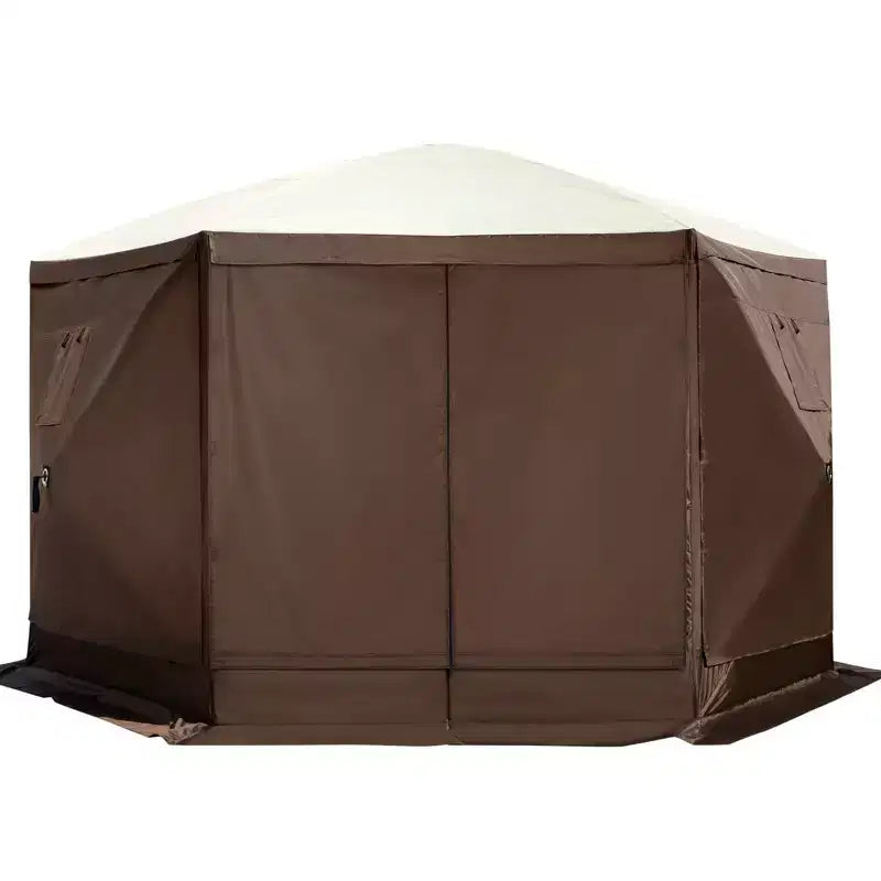 Gazebo Screen Tent, 12 X 12 Ft, 6 Sided Pop-up Camping Canopy Shelter Tent with Mesh Windows, Portable Carry Bag