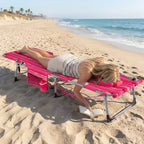 Gymax Tanning Chair w/ Face Arm Holes 4-Level Backrest & Head Pillow Side Pocket