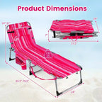 Gymax Tanning Chair w/ Face Arm Holes 4-Level Backrest & Head Pillow Side Pocket