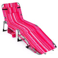 Gymax Tanning Chair w/ Face Arm Holes 4-Level Backrest & Head Pillow Side Pocket