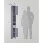 VASAGLE Tall Bathroom Cabinet, Slim Freestanding Bathroom Storage Cabinet with Adjustable Shelves, Drawer, Open Compartments, Dove Gray