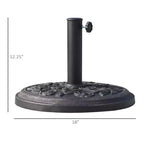 18 Round Resin Umbrella Base Stand, 20 lbs Market Parasol Holder with Decorative Rose Floral Pattern