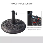 18 Round Resin Umbrella Base Stand, 20 lbs Market Parasol Holder with Decorative Rose Floral Pattern