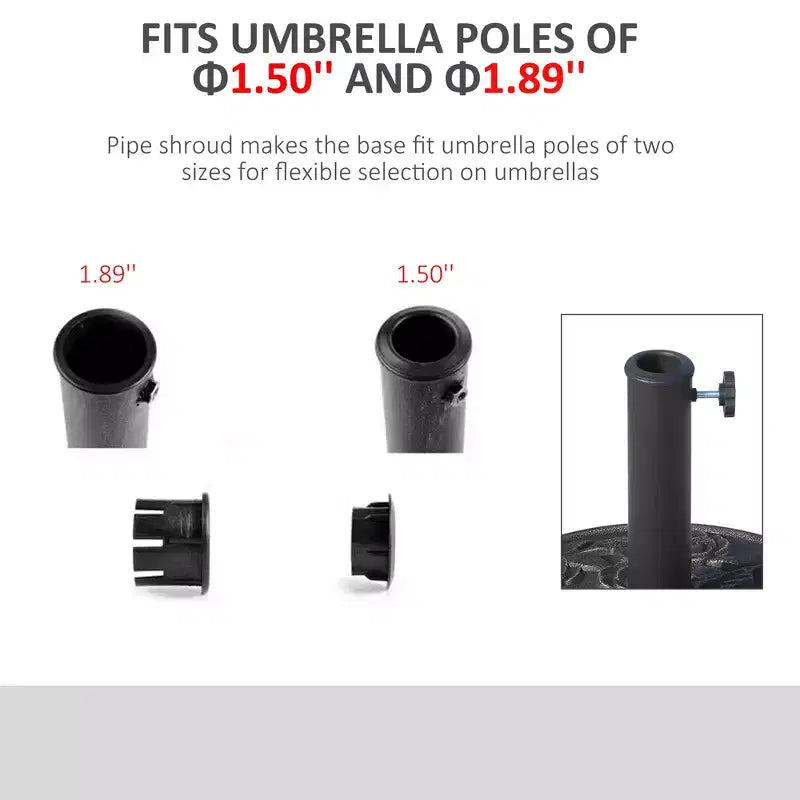 18 Round Resin Umbrella Base Stand, 20 lbs Market Parasol Holder with Decorative Rose Floral Pattern