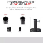 18 Round Resin Umbrella Base Stand, 20 lbs Market Parasol Holder with Decorative Rose Floral Pattern