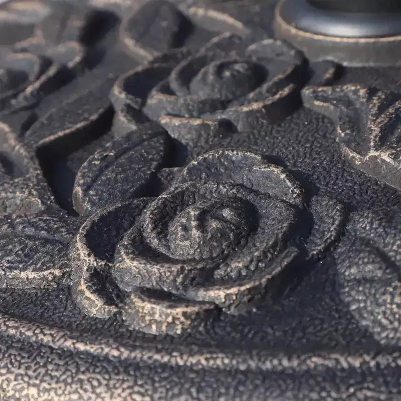 18 Round Resin Umbrella Base Stand, 20 lbs Market Parasol Holder with Decorative Rose Floral Pattern