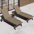 3-Piece Small Patio Lounge Set with Side Table - Adjustable Chaise Chairs & Wheels for Poolside, Deck & Backyard