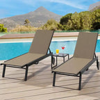 3-Piece Small Patio Lounge Set with Side Table - Adjustable Chaise Chairs & Wheels for Poolside, Deck & Backyard