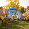 4 Person Dome Camping Tent, Blue, Easy Setup, Waterproof, with Carry Bag & Mesh Door, Portable for Family Hiking/Traveling