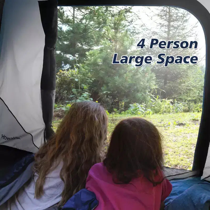 4 Person Dome Camping Tent, Blue, Easy Setup, Waterproof, with Carry Bag & Mesh Door, Portable for Family Hiking/Traveling