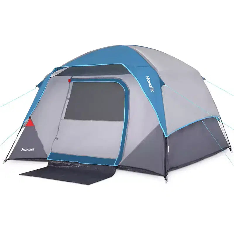 4 Person Dome Camping Tent, Blue, Easy Setup, Waterproof, with Carry Bag & Mesh Door, Portable for Family Hiking/Traveling