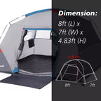 4 Person Dome Camping Tent, Blue, Easy Setup, Waterproof, with Carry Bag & Mesh Door, Portable for Family Hiking/Traveling