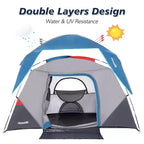 4 Person Dome Camping Tent, Blue, Easy Setup, Waterproof, with Carry Bag & Mesh Door, Portable for Family Hiking/Traveling