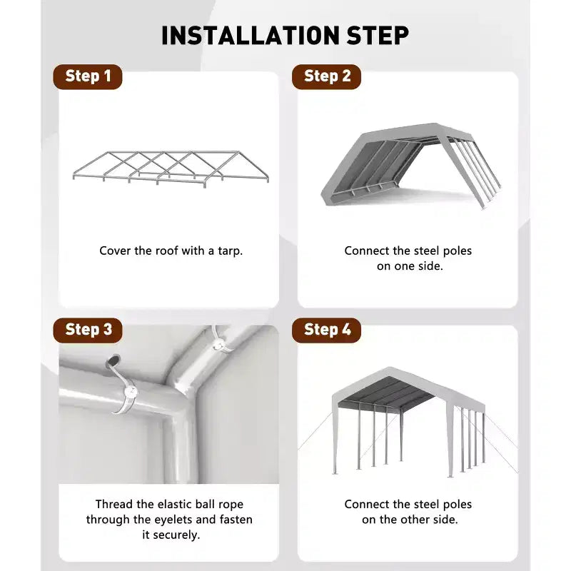 Replacement Canopy Cover for Carport Heavy Duty Waterproof UV Resistant PE Fits 13x20 13x25 20x13x11 ft White Yellow Top Only No Frame