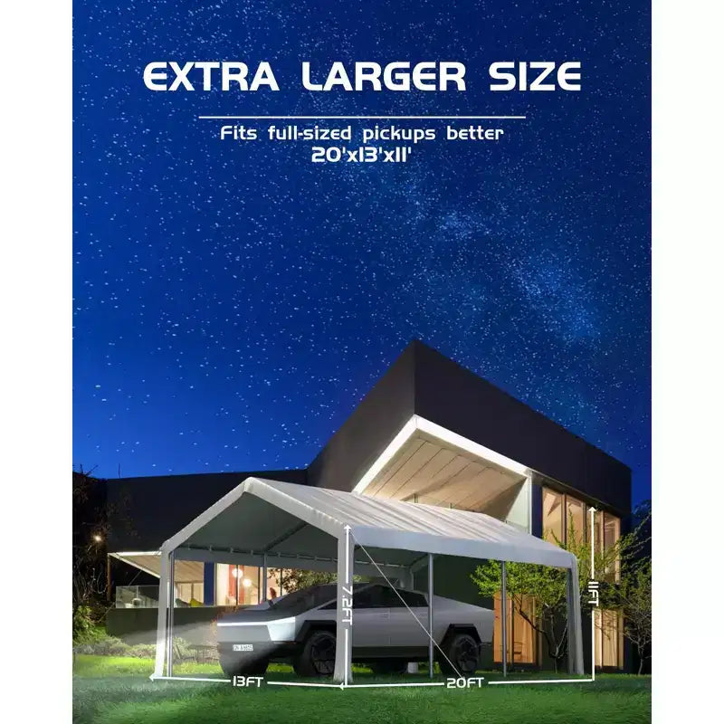 Replacement Canopy Cover for Carport Heavy Duty Waterproof UV Resistant PE Fits 13x20 13x25 20x13x11 ft White Yellow Top Only No Frame