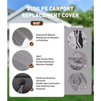 Replacement Canopy Cover for Carport Heavy Duty Waterproof UV Resistant PE Fits 13x20 13x25 20x13x11 ft White Yellow Top Only No Frame