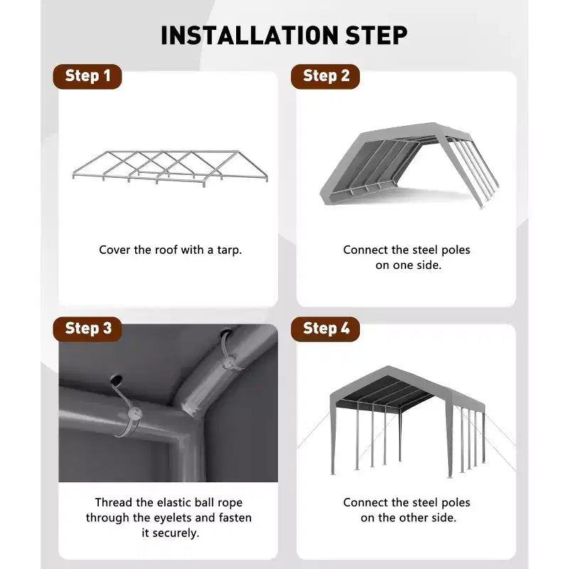 Replacement Canopy Cover for Carport Heavy Duty Waterproof UV Resistant PE Fits 13x20 13x25 20x13x11 ft White Yellow Top Only No Frame