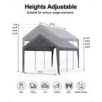 Replacement Canopy Cover for Carport Heavy Duty Waterproof UV Resistant PE Fits 13x20 13x25 20x13x11 ft White Yellow Top Only No Frame