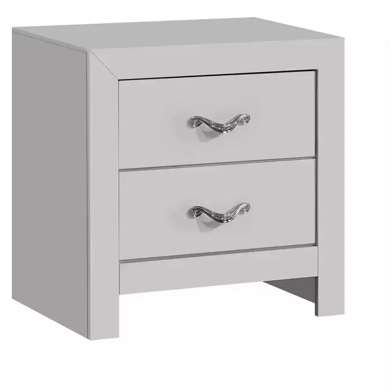 Passion Furniture Moreland Sparkling White 2-Drawer 24 in. W Nightstand