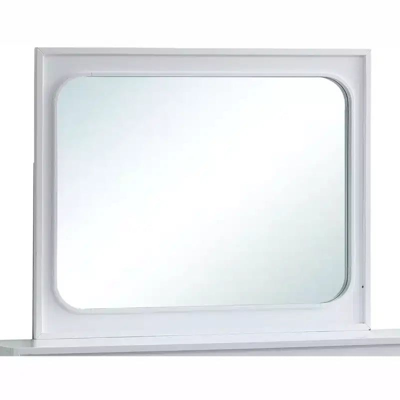 Passion Furniture Milan 45 in. W x 36 in. H Rectangle Wood Frame White Dresser Mirror