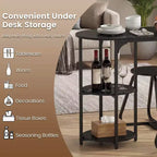 Costway 3 PCS Dining Table Set, Wooden Metal Kitchen Table & 2 Stools with Storage Shelves Rustic Brown+Black/White+Golden