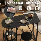 Costway 3 PCS Dining Table Set, Wooden Metal Kitchen Table & 2 Stools with Storage Shelves Rustic Brown+Black/White+Golden