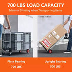 Heavy Duty 2-in-1 Convertible Hand Truck Platform Cart  700 lbs Capacity, Folding Dolly with Telescoping Handle & 4 Wheels  Ideal for Warehouse