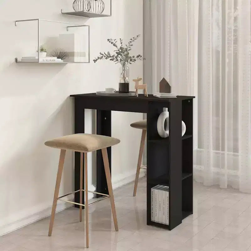 vidaXL Bar Table with Shelf Engineered Wood Dining Kitchen High Tall Wall Room