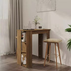 vidaXL Bar Table with Shelf Engineered Wood Dining Kitchen High Tall Wall Room