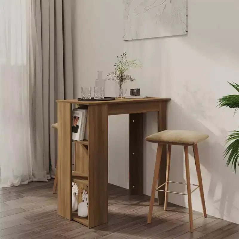 vidaXL Bar Table with Shelf Engineered Wood Dining Kitchen High Tall Wall Room
