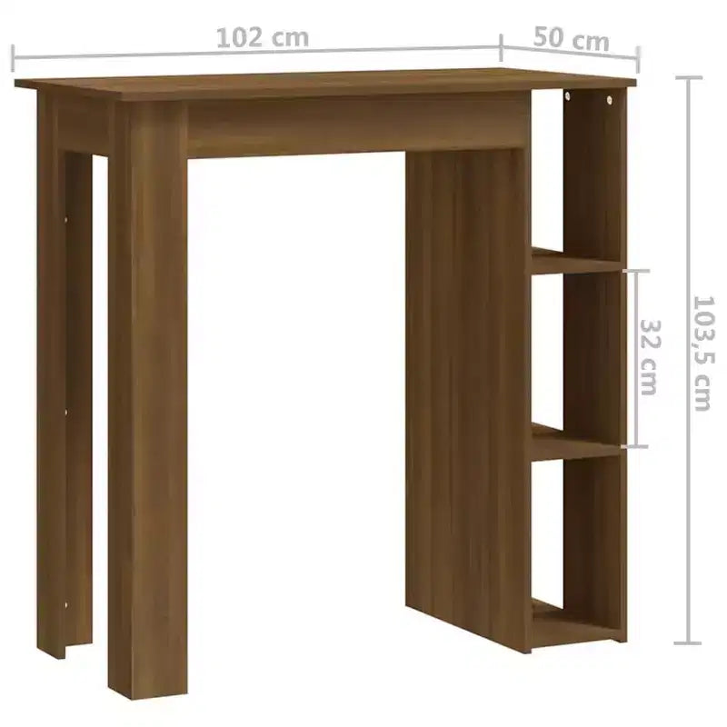 vidaXL Bar Table with Shelf Engineered Wood Dining Kitchen High Tall Wall Room