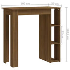 vidaXL Bar Table with Shelf Engineered Wood Dining Kitchen High Tall Wall Room