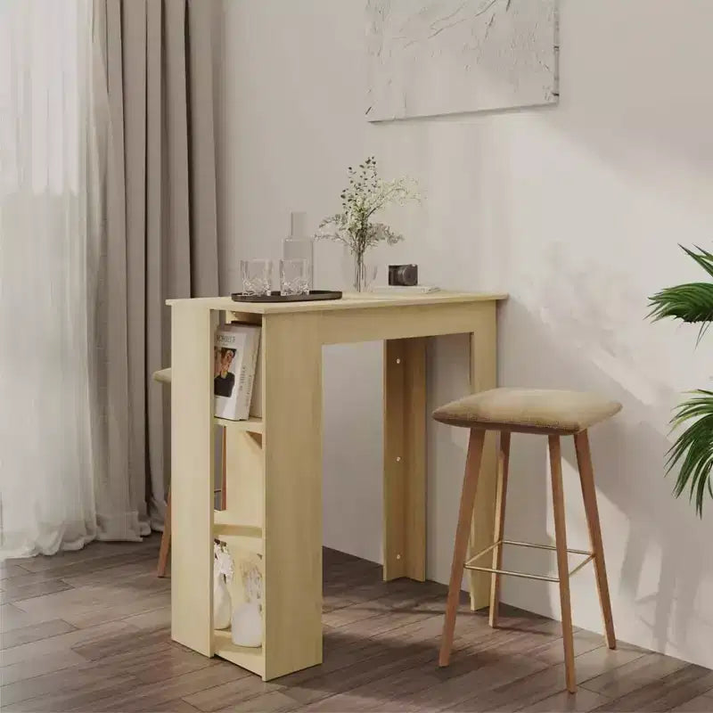 vidaXL Bar Table with Shelf Engineered Wood Dining Kitchen High Tall Wall Room