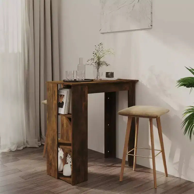 vidaXL Bar Table with Shelf Engineered Wood Dining Kitchen High Tall Wall Room