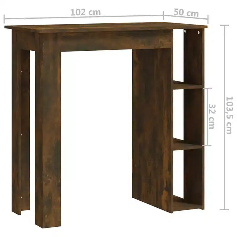 vidaXL Bar Table with Shelf Engineered Wood Dining Kitchen High Tall Wall Room