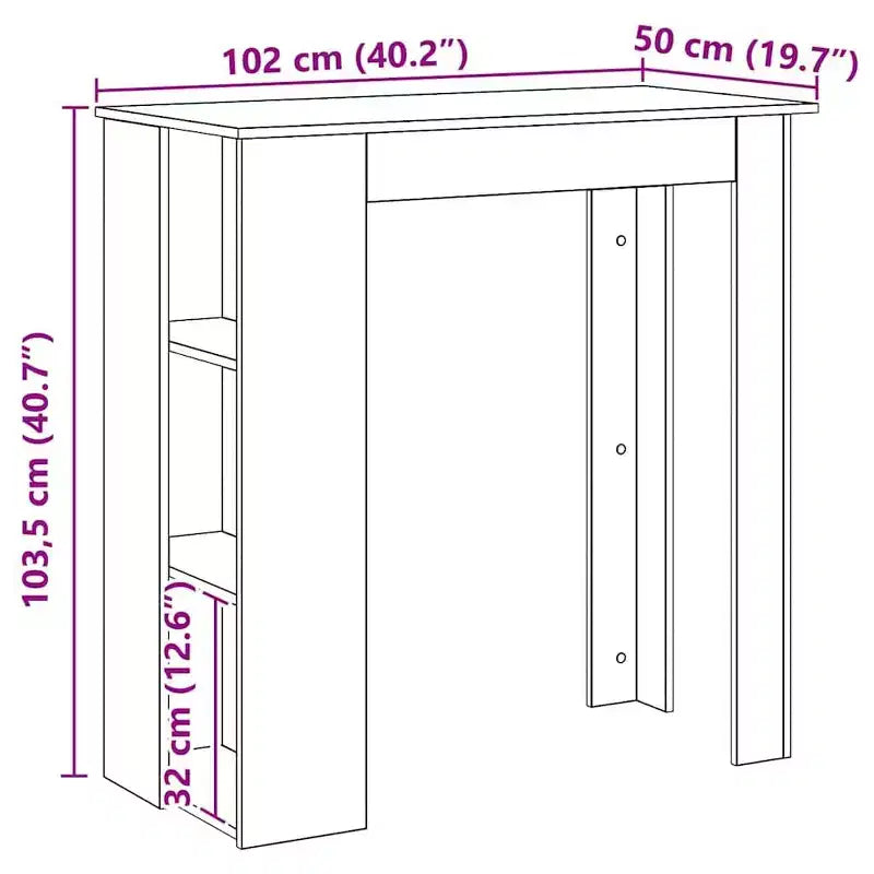 vidaXL Bar Table with Shelf Engineered Wood Dining Kitchen High Tall Wall Room