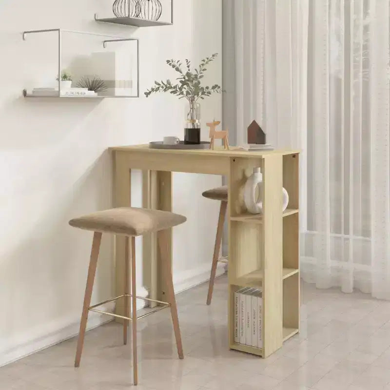 vidaXL Bar Table with Shelf Engineered Wood Dining Kitchen High Tall Wall Room