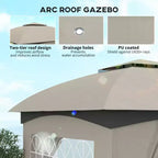 11' x 11' Outdoor Gazebo, Double Roof Patio Gazebo with Curtains, Church Windows, Galvanized Steel Frame