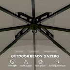 11' x 11' Outdoor Gazebo, Double Roof Patio Gazebo with Curtains, Church Windows, Galvanized Steel Frame