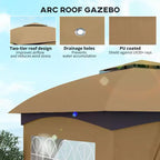 11' x 11' Outdoor Gazebo, Double Roof Patio Gazebo with Curtains, Church Windows, Galvanized Steel Frame
