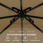 11' x 11' Outdoor Gazebo, Double Roof Patio Gazebo with Curtains, Church Windows, Galvanized Steel Frame
