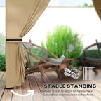 11' x 11' Outdoor Gazebo, Double Roof Patio Gazebo with Curtains, Church Windows, Galvanized Steel Frame
