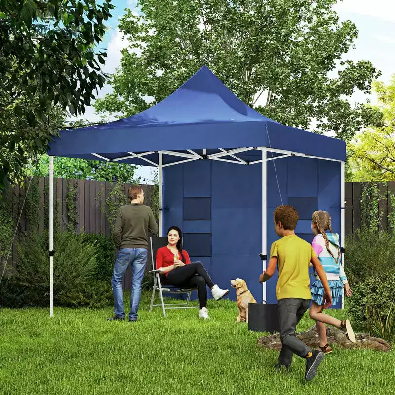 10' x 10' Heavy Duty Pop Up Canopy Tent with Sidewall, UPF50+ Instant Sun Shelter with Storage Pockets